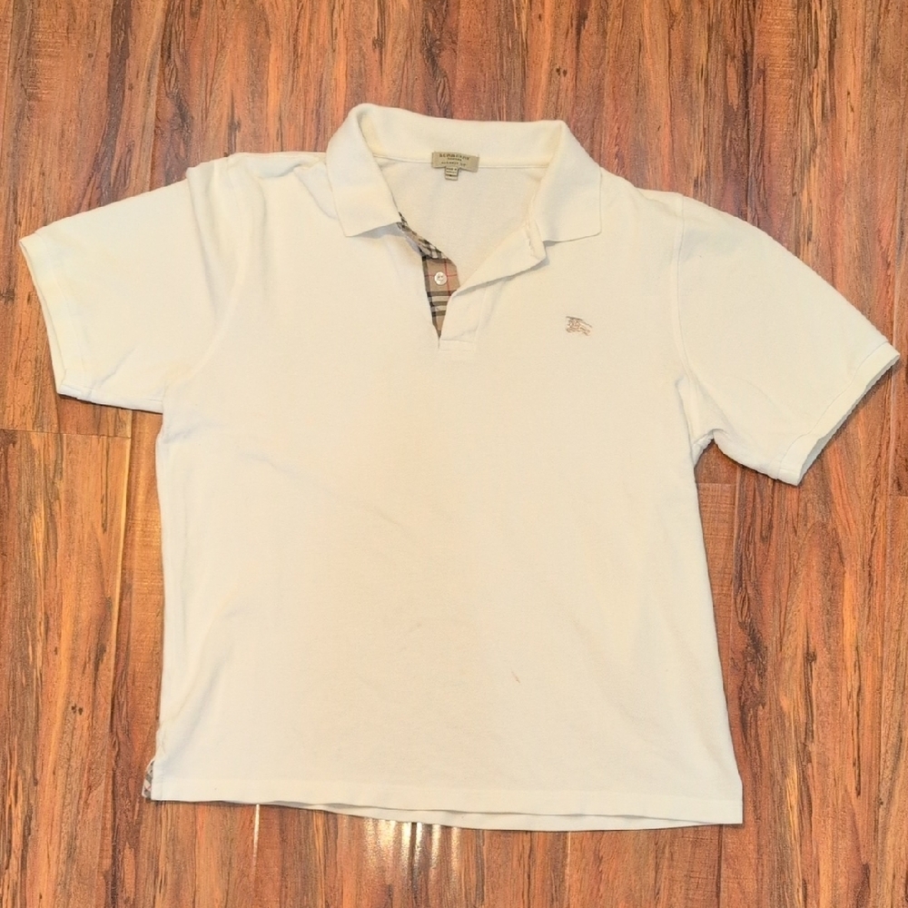 Burberry White Polo Shirt Classic Design Short Sleeves